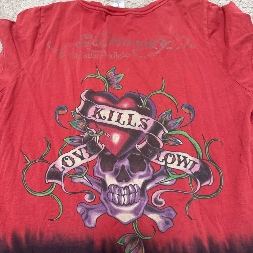 Vintage Ed Hardy Red Black Panther Traditional Tattoo Print T shirt - Picture 3 of 11